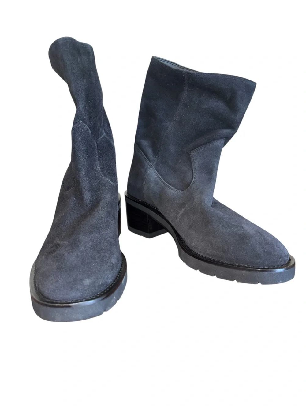 Stuart‎ Weitzman Boulevard Suede Bootie Pull On Black Moto 9.5